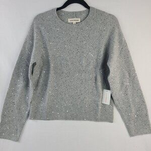 NWT Lucky Brand Women's Gray Sequin Sweater Size Small Polyester Blend MSRP $99